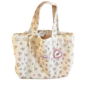 Large Capacity Printed Tote Bag Fashion Sweet with Lace Bow Storage Handbags Canvas Handbag