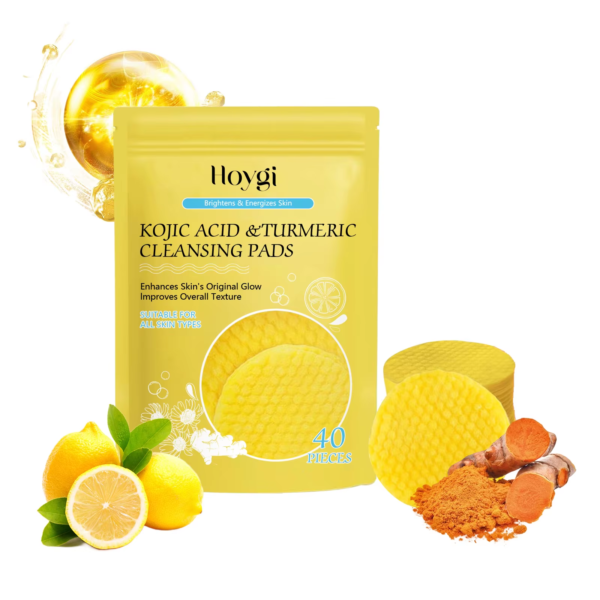 Turmeric Kojic Acid Facial Exfoliating Cleansing Pad Lemon Deeply Cleansing Skin Brightening Whitening Cotton Pad Face Skin Care